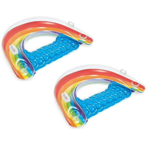 Intex Sit 'N Float Inflatable Pool Float 60" x 39" Rainbow (2Pack