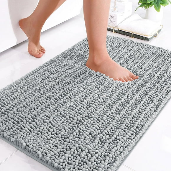 Alfombra de baño Arotive Luxury Chenille 60 x 40 cm, color gris claro