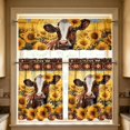 thumbnail image 2 of Sunflower Cow Print Kitchen Short Curtains, Rustic Farmhouse Rod Pocket Window Tier Curtains for Country Kitchen Cafe Window Decor, 2 of 7