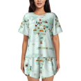 thumbnail image 1 of Fotbe World Travel Map Conjunto de Pijama Estampado para Mujer, 2 Piezas, Ropa de Dormir con Camiseta de Manga Corta y Shorts Suaves-X-Large, 1 of 6