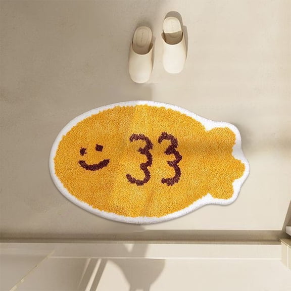 Tuvgenk Cute Fish Bathroom Rugs Non-Slip Yellow Bath Mat for Floor Fast Drying Easy Care Fade Resistant Water Absorbing Area Rug for Shower
