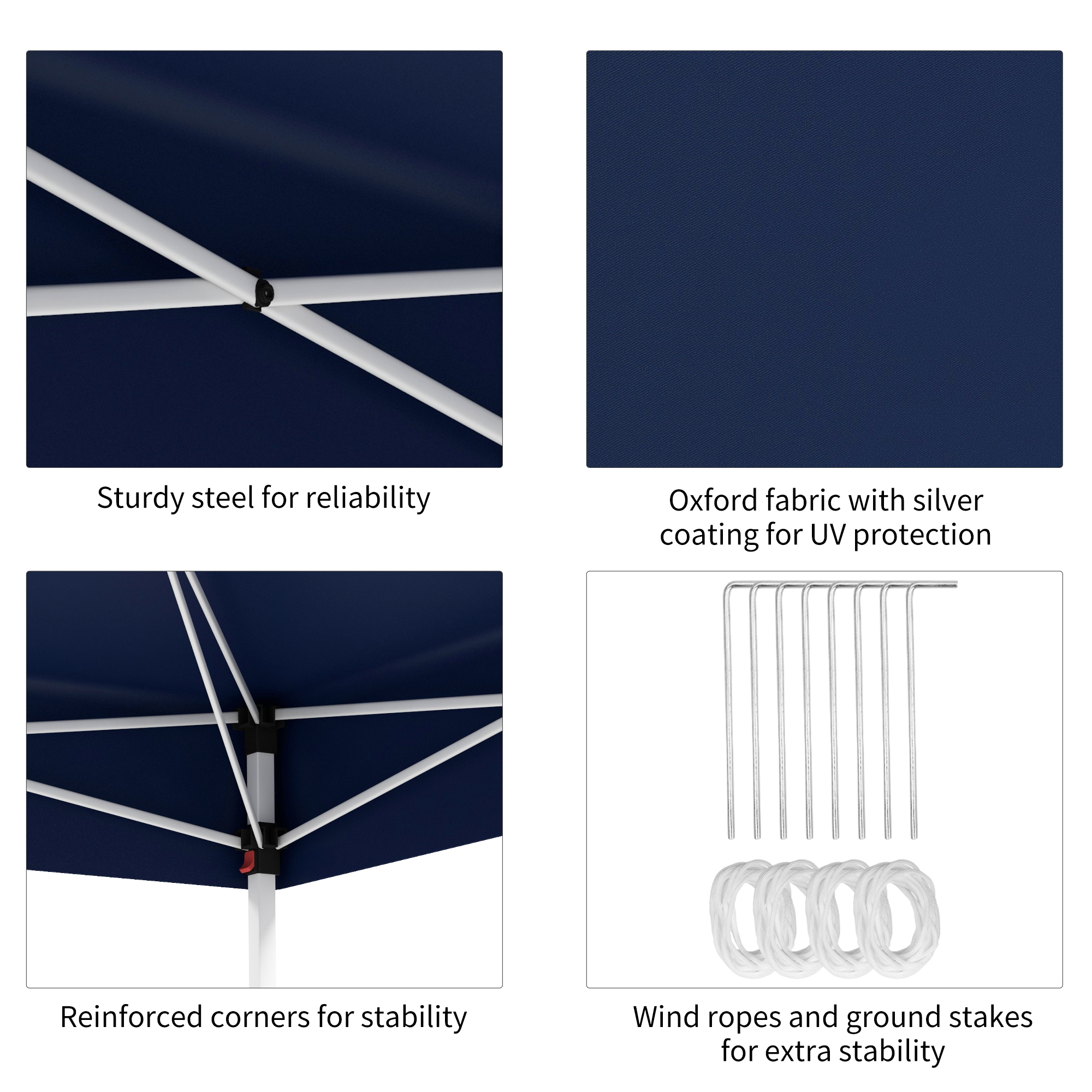 Outsunny 13" x 13" Dark Blue Pop Up Instant Outdoor Canopy, Height Adjustable