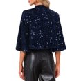 thumbnail image 3 of INSPIRE CHIC Sequin Jackets for Women's Velvet Capelet Cocktail Sprakly Bolero Shrugs XL Dark Blue, 3 of 6