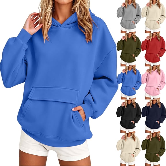 Tbopshirt Hoodies for Women Casual Loose Fit Hooded Sweatshirt Long Sleeve Basic Pullover Hoodie for All Seasons Daily Wear