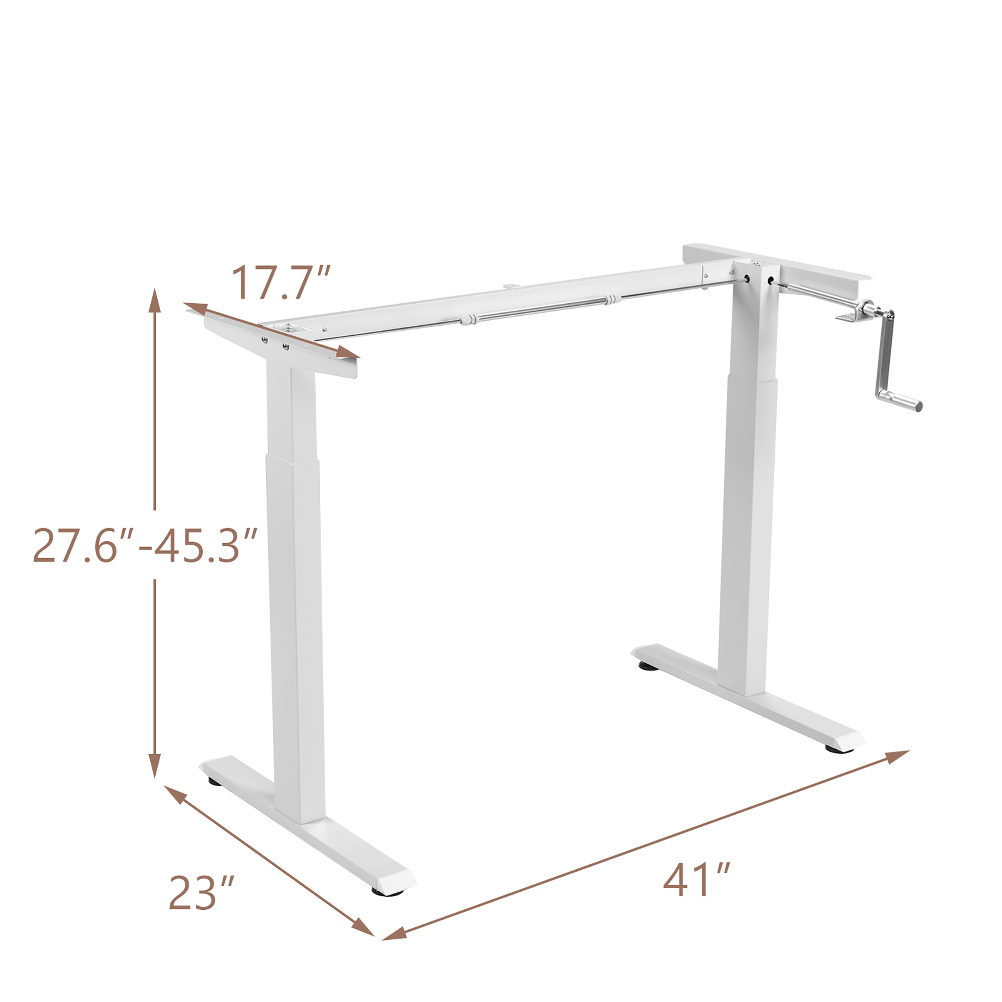 Giantex Crank Height Adjustable Standing Desk Frame, Manual Hand Crank Workstation Base, Ergonomic Sit to Stand Base w/ Foldable Crank Handle, Hook, Cable Management Rack, White