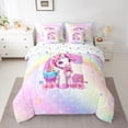 thumbnail image 2 of Erosebridal Pink Unicorn Bed in a Bag Twin size, Initial C Letter Bed Set, Cartoon Animal Decor, Reversible, 2 of 5