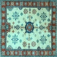 thumbnail image 1 of Ahgly Company Indoor Square Geometric Light Blue Traditional Area Rugs, 7' Square, 1 of 4