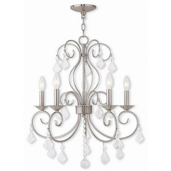 Traditional French Country Five Light Chandelier-Brushed Nickel Finish Bailey Street Home 218-Bel-1875379
