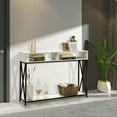 thumbnail image 4 of Gymax Table Console avec Étagère Ouverte et Compartiments de Rangement Cadre en Acier Blanc, 4 of 9