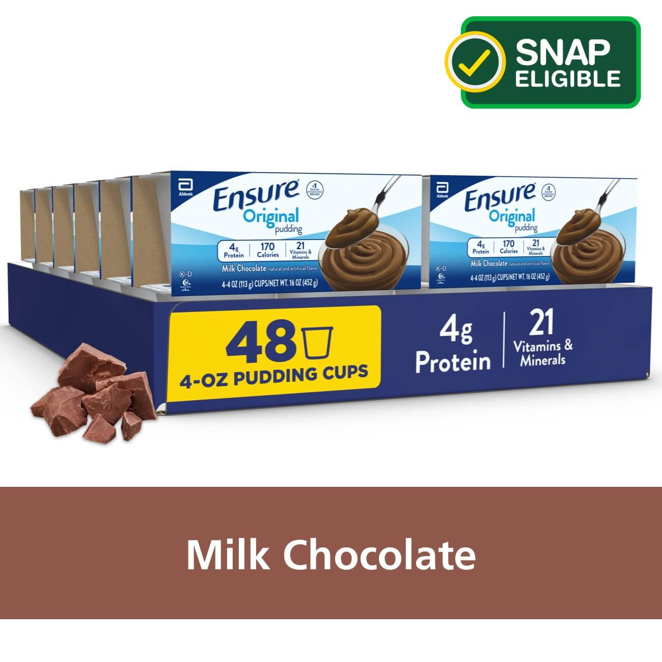 Ensure Pudding, Creamy Milk Chocolate, 4Ounce Cup, 48 Count