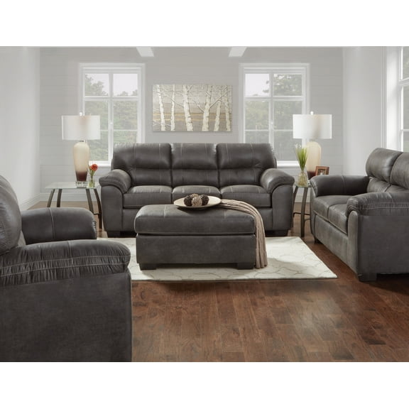Tirana Contemporary Fabric Pillow-Top Arm Sofa, Sequoia Ash