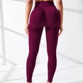 thumbnail image 4 of Mnuaqn Scrunch Workout Leggings for Women High Waisted Butt Lifting V Back Waist Seamless Gym Yoga Leggings Wine for Size XL, 4 of 7