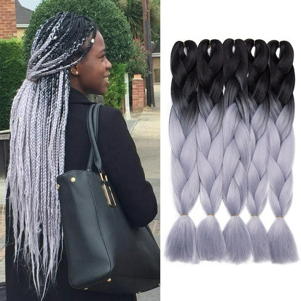 Nituyy 24 Jumbo Hair Extensions Ombre Braiding Hair Straight Box Braids For Human Girl Onesize 10