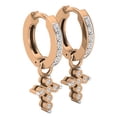 thumbnail image 2 of Dazzlingrock Collection Round White Diamond Cross Hoop Dangle Earrings for Women (0.15 ctw, Color I-J, Clarity I1-I2) in 18K Rose Gold, 2 of 5