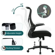 Mesh Chair with High Back, Ergonomic Office Computer Chair with Flip-up Armrests, Lumbar Support, Backrest for Home Office, Black