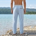 thumbnail image 4 of Gamivast Straight Leg Athletic Pants for Men with Zipper Pockets Elastic Drawstring Waist Lightweight Relaxed Fit Open Bottom Track Pants for Gym Travel and Outdoor Light Blue XXL, 4 of 6