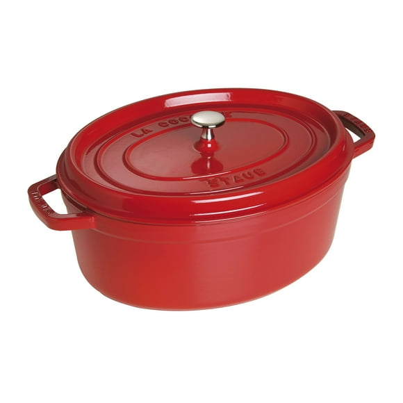 STAUB La Cocotte 6.75 L Cast Iron Oval Cocotte, Cherry (Visual Imperfections - B STOCK)