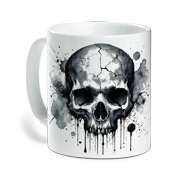 Lotusprinthandmade 3D Skull White Ceramic Mug (11oz)