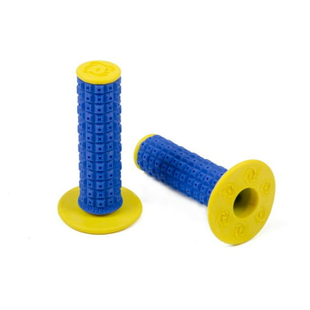 Enduro MX Motorcycle Hand Grips - Blue/Yellow / One Size, Dual compound to minimize vibration By Torc1