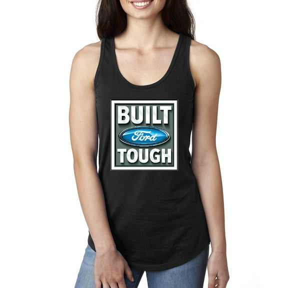 Wild Bobby, Ford Built Tough, Cars and Trucks, Women Racerback Tank Top, Black, Small