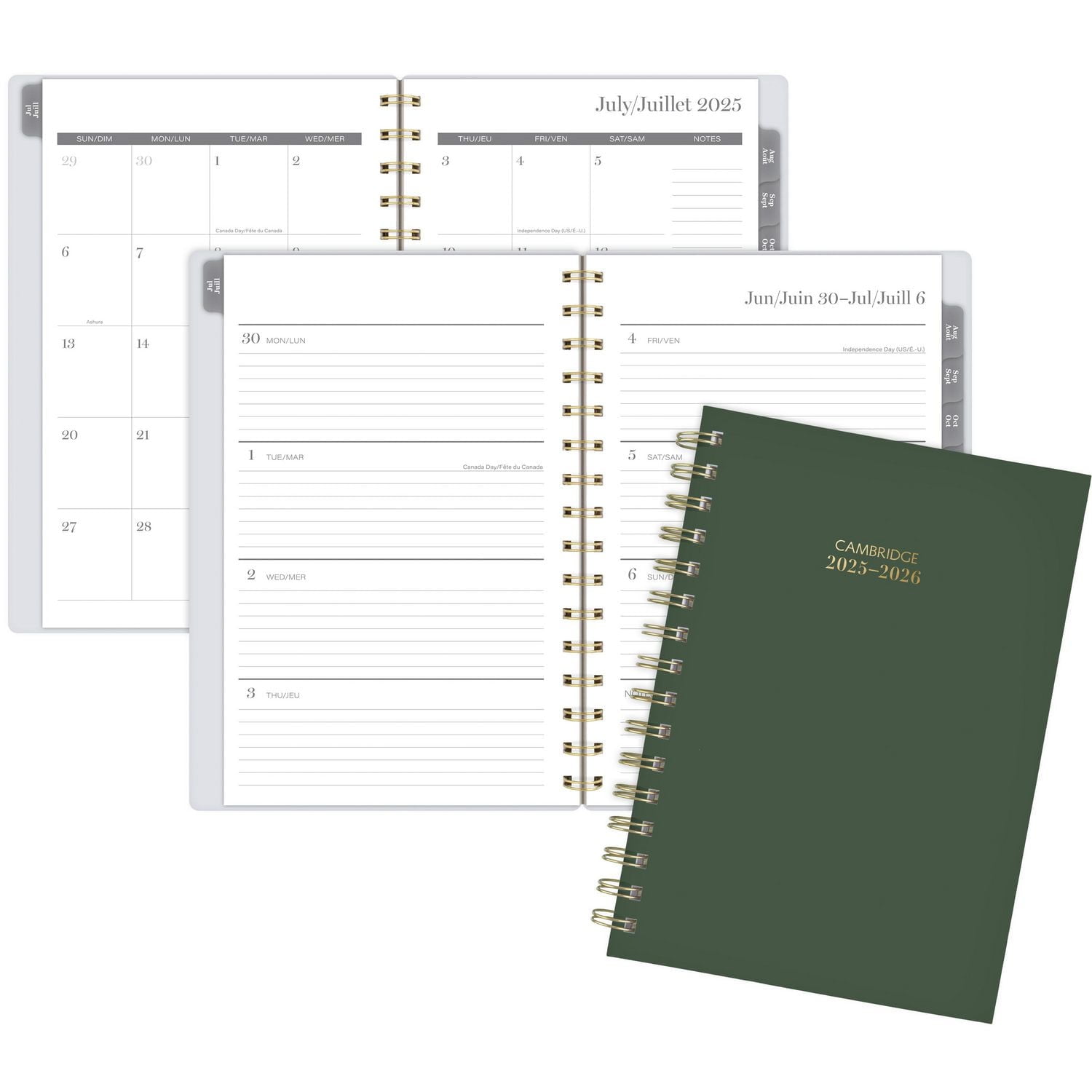2025-2026 Cambridge® Colour Bar Dark Green Small Weekly Academic Year Planner