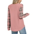 thumbnail image 6 of Waffle Knit Tunic Tops for Women Curved Hem Dressy Long Sleeve Shirts Trendy Fall Fashion Crewneck Sweaters Watermelon Red M, 6 of 6