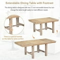 thumbnail image 6 of Farmhouse 6-Piece Dining Table Set, 82inch Extendable Dining Table with Footrest and 4 Upholstered Dining Chairs and Dining Bench, Two 11"Removable Leaf, Natural+Beige Cushion, 6 of 7