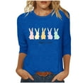 thumbnail image 2 of Cavosen Happy Easter Three Quarter Sleeve Tops for Women Summer Bunny Funny Letter Print Shirts 3/4 Sleeve Crewneck Festival Blouse Vacation Holiday T Shirts Loose Blue S, 2 of 5