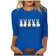 thumbnail image 1 of Tops de Cuello Redondo para las Mujeres Pascua Impresa 3/4 Mangas Blusa, Ligera Imitación Algodón Top Casual, 1 of 5
