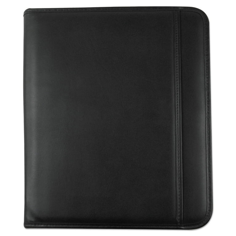Leather Textured Zippered PadFolio with Tablet Pocket, 10 3/4 x 13 1/8, Black Leather Textured Zippered PadFolio with Tablet Pocket, 10 3/4 x 13 1/8, Black