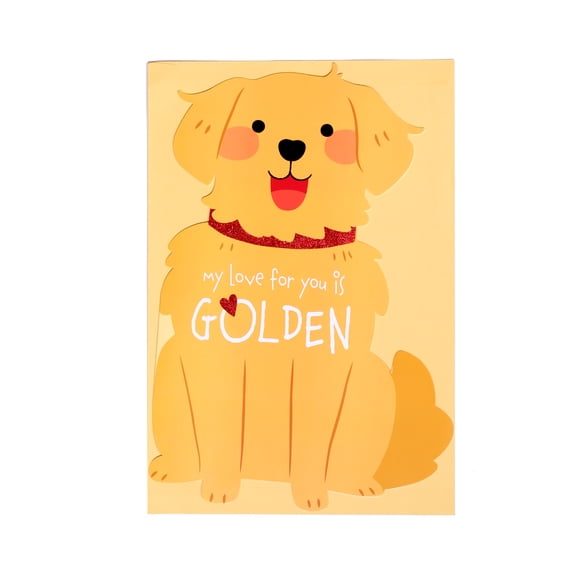 Valentine’s Day Jumbo Greeting Card, Golden Dog, 1 Count by Way to Celebrate