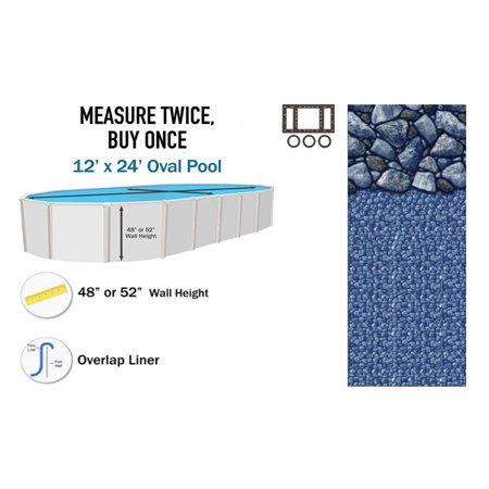 12  x 24  Oval Overlap Above Ground Swimming Pool Liners - 48  / 52  Wall Height  Coastal Rock  25 Gauge