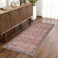 thumbnail image 6 of BoutiqueRugs Watchtower Boho Oriental Damask Patterned Rug -Traditional Floral Carpet for Living Room, Bedroom - Machine Washable - Pink, Peach, Red - 6'7" x 9' (6x9), 6 of 11