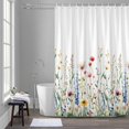 thumbnail image 5 of Watercolor Wildflower Shower Curtain for Bathroom, Spring Flower Leaf Plant Waterproof Cloth Fabric Bathroom Accessories Set with 12 Rust Proof Plastic Hooks, 72"x96", 5 of 9