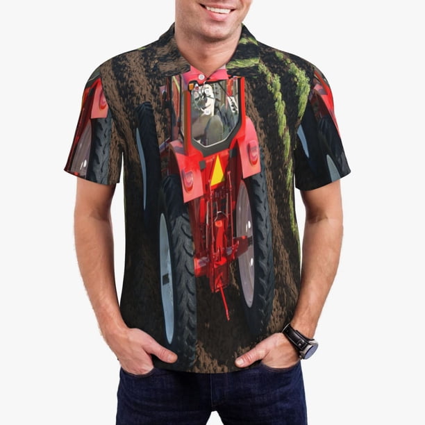 Fotbe farm work Camiseta Polo de Golf para Hombre con Estampado – Camisa Deportiva Transpirable con Cuello Abotonado-Medium