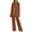 Brick Red-Trousers Suit, variant on Elegant Solid Color Long Sleeve Crew Neck Lace Chiffon Floral Top and Wide Leg Pants Two Piece Pantsuit for Women Wedding Guest Plus Size Brick Red L