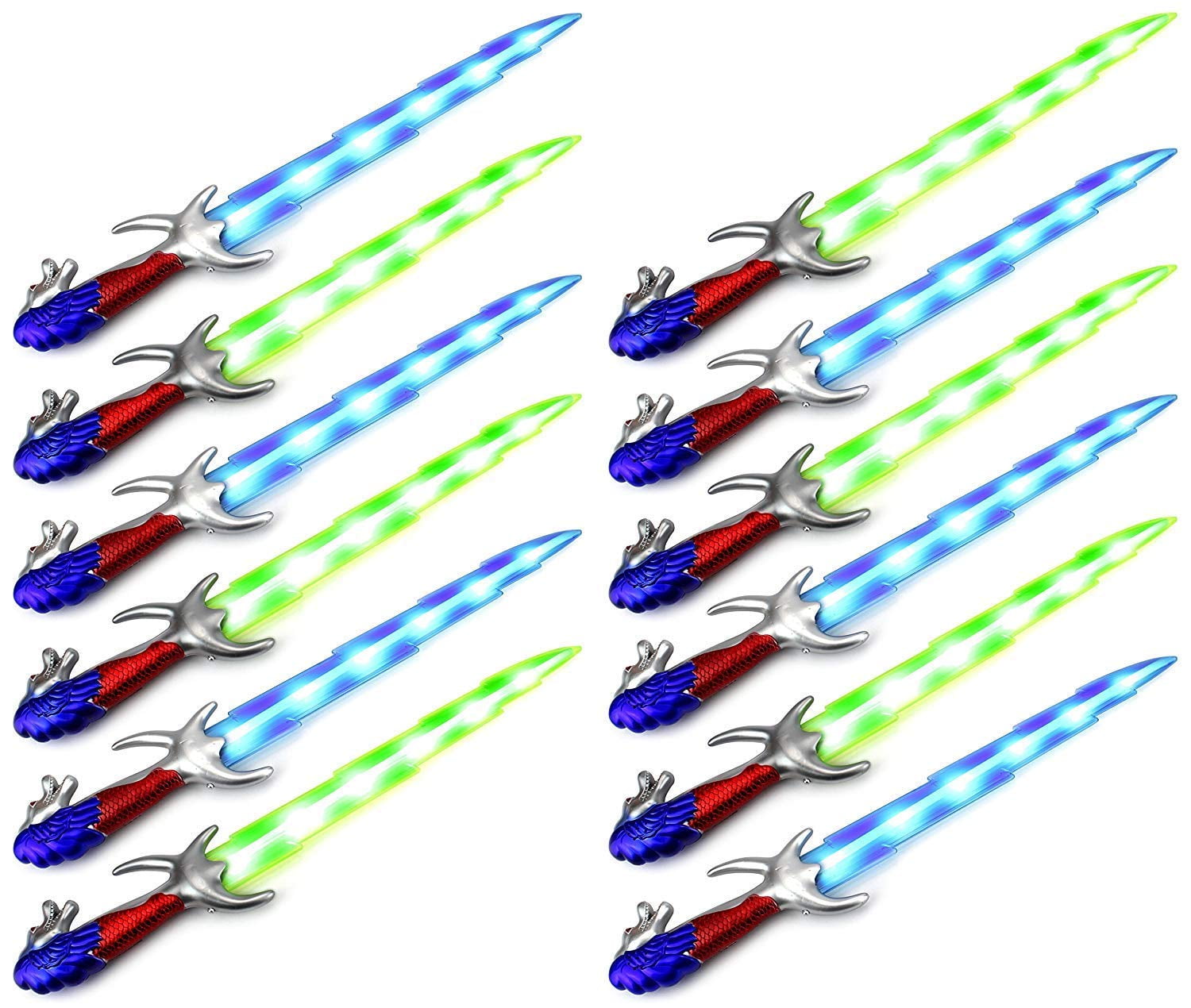 12 PCS Flashing LED Thunder Dragon Sword, Lights Up & Sounds, Party