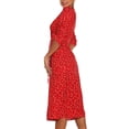 thumbnail image 4 of Honeeladyy Womens Loose Print Short Sleeve dress Women Fashion Attractive Summer Casual Floral Print Short Sleeve V-Neck Mid-Calf Dress, 4 of 4