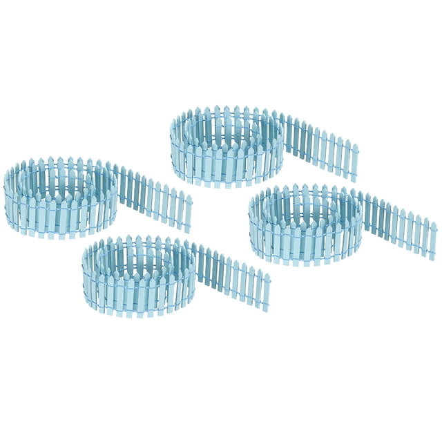 Unique Bargains Miniature Garden Fence, 35 Inch Long Decorative Picket Fence, Light Blue 4Pack