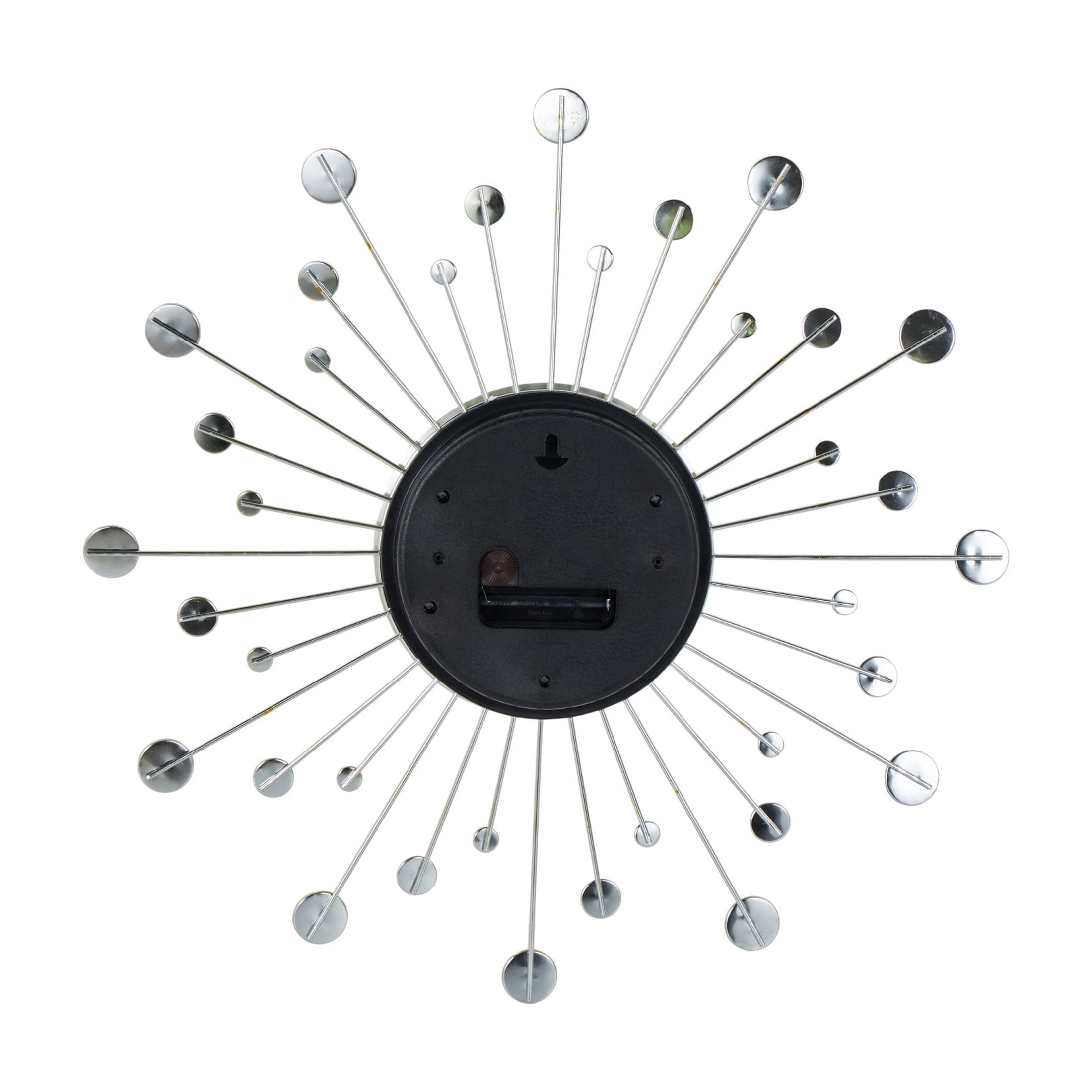 DecMode Gold Metal Glam Wall Clock, 15”L x 0.5”W x 15”H, Features Starburst Design