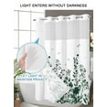 thumbnail image 4 of No Hook Shower Curtain with Snap in Liner Green Flower Shower Curtain -Fabric Waterproof Inner Liner, Dragonfly Leaf Bud Ink Style Plant Nature Shower Curtains Washable 54"x78", 4 of 8