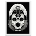 thumbnail image 1 of Day Of The Dead Dog Skull Head Drawing Halloween Artwork Framed Wall Art Print A4, 1 of 4