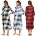 thumbnail image 5 of Women Zipper Front Robes Women House Coat Half Sleeve Loungewear Long Nightgown with Pockets,Scoopneck Full Length Sleep Shirts Sleepwear,Plus Size Nightshirts,S-XXL Black, 5 of 7