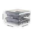 thumbnail image 3 of Bxaolu Egg Container Holders Dispenser for Refrigerator 32 Eggs, 2 Tier Clear Stackable Holder Tray with Drawer for Fridge, Storage Container with Handles for Refrigerator, Countertop, Gray, 3 of 8