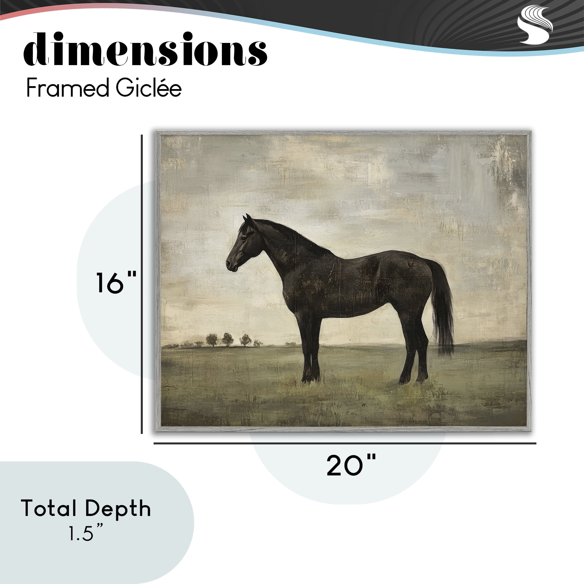 Stupell Industries Distressed Horse Portrait Gray Framed Giclee Art, design by Petal Prints Design