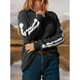 thumbnail image 7 of EMMIOL Skeleton Graphic Fall Sweater for Women Y2K Retro Black Long Sleeve Chunky Knit Pullover with Bone Print, 7 of 7