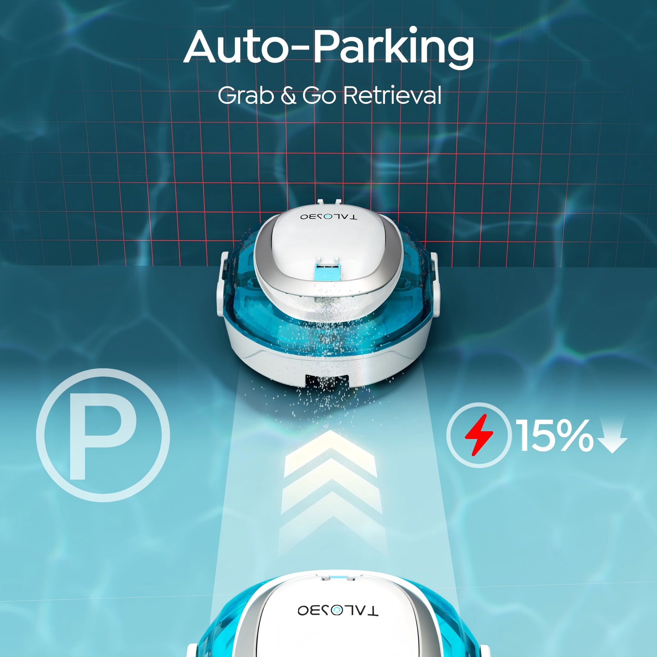Talosbo S2 Automatic Cordless Robotic Pool Vacuum Cleaner with Dual Filters for Above-Ground & Flat Inground Pools, 90 Min Runtime