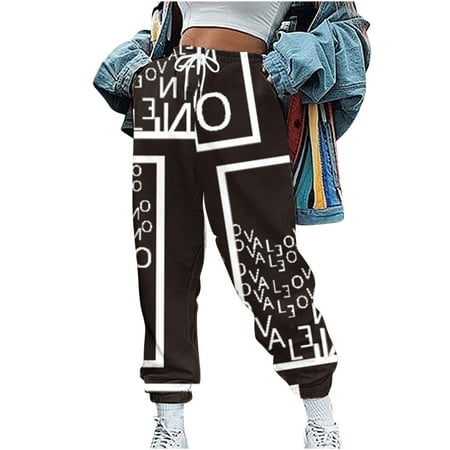 

Women s High Waisted Sweatpants Cute Graphic Printed Workout Active Joggers Pants Baggy Lounge Bottoms Trousers