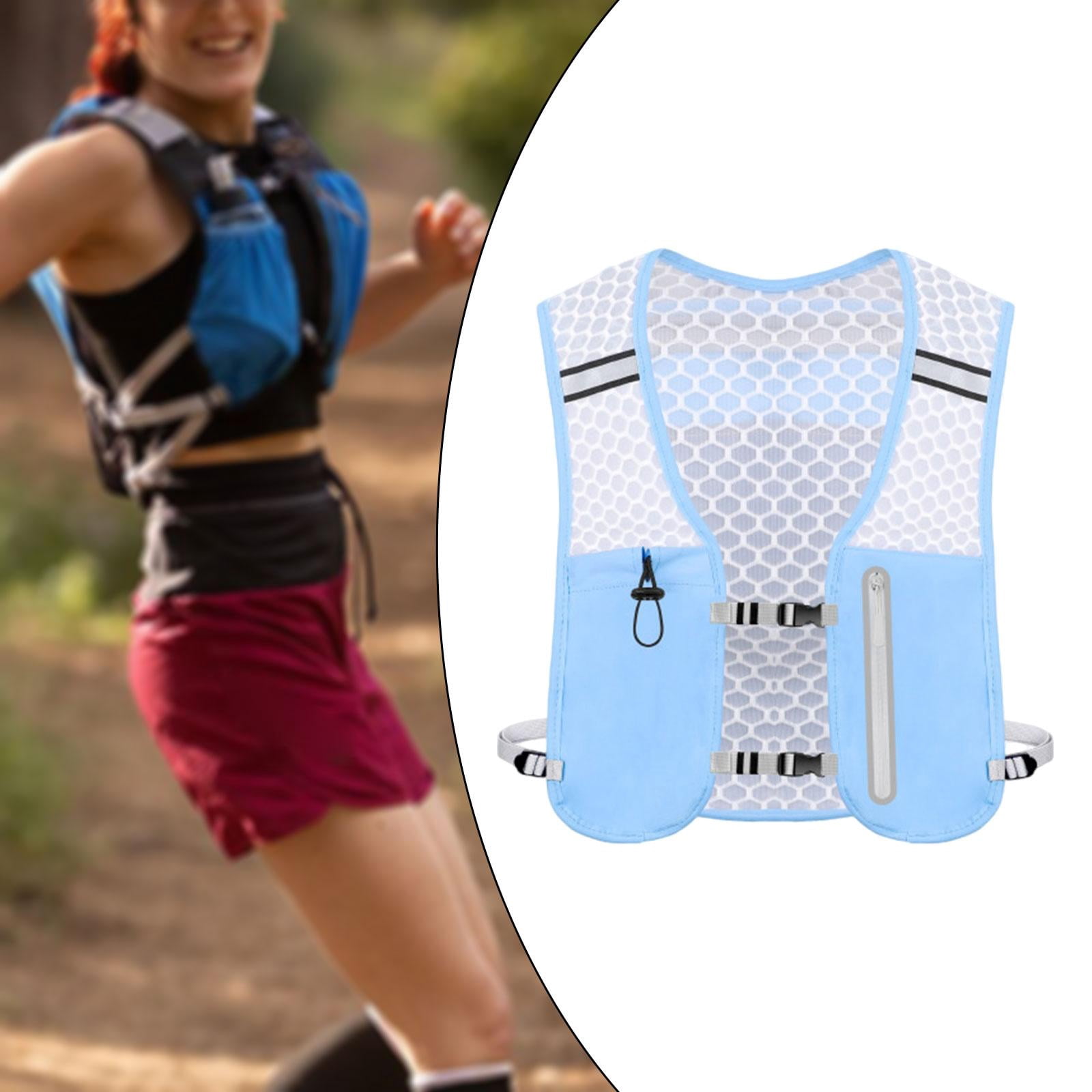 QccHieUs Running Vest Pack 2 L with Adjustable Waistband Outdoor Sports Bag for Women Men blue