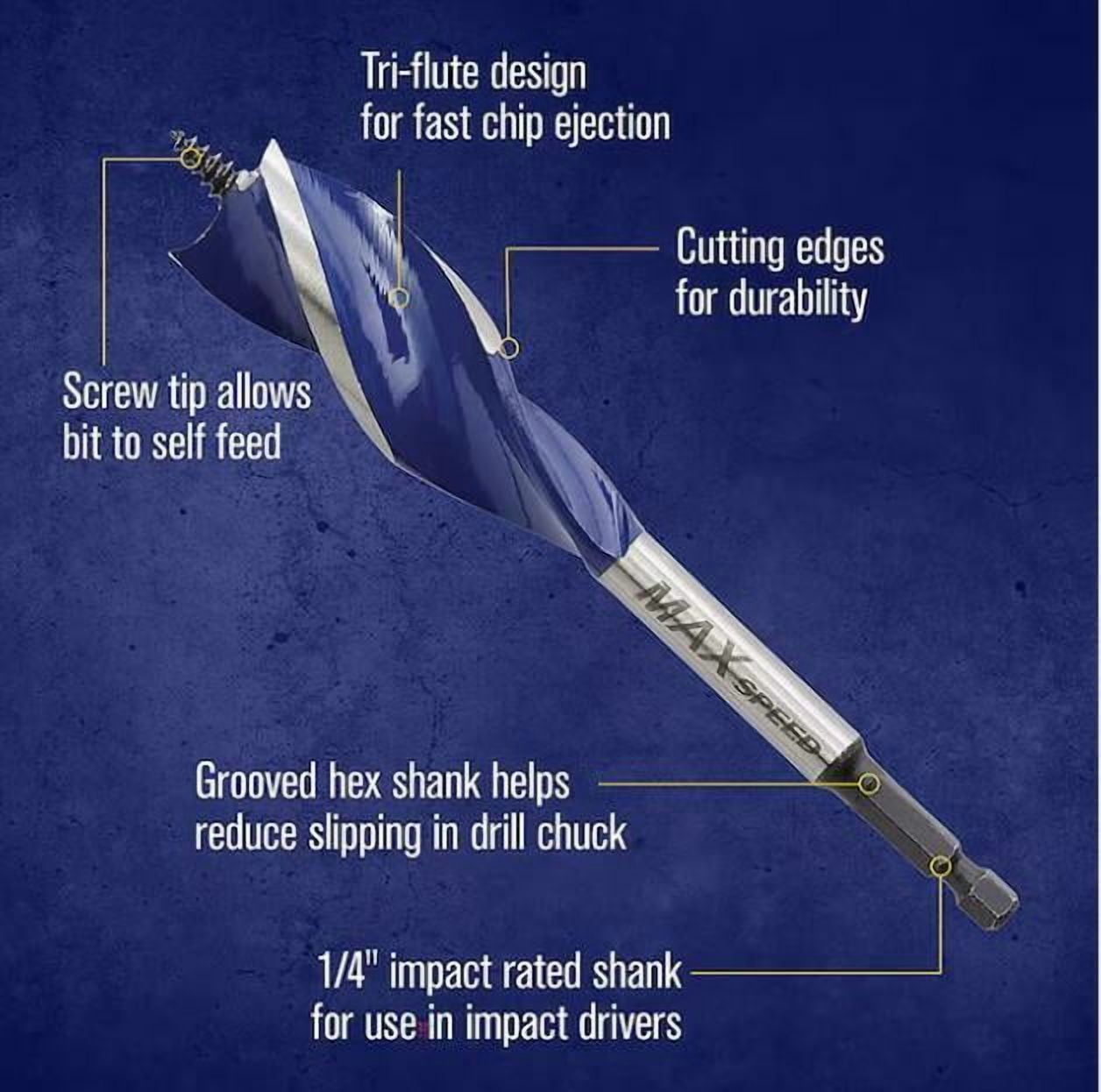IRWIN SPEEDBOR 6-Piece x 6-in Woodboring Tri-flute Drill Bit Set